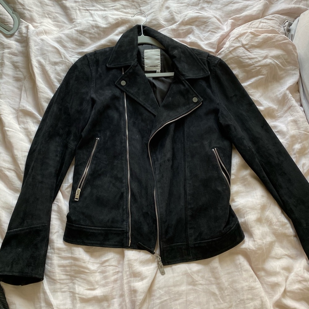 Oversized suede moto